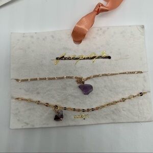 2 Free people ankle bracelet 14k Gold Plated Anklet Set